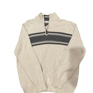 Eddie Bauer Vintage XL Men's Cream and Gray Sweater 100% Cotton